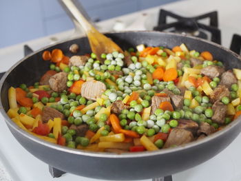 High angle view of vegetables in bowl