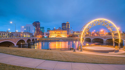 View of bridge at night