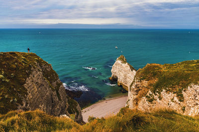 High angle view of sea against sky