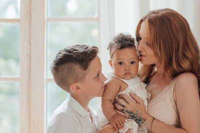 Portrait of couple kissing