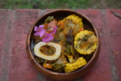 High angle view of food in container