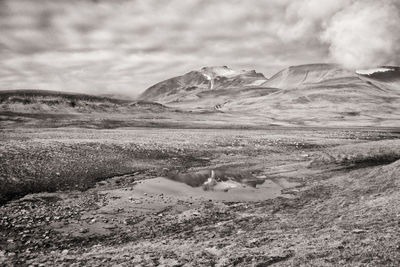 Scenic view of landscape against sky, svalbard islands