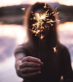 Firework display at night