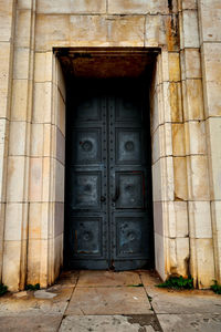 Closed door of building