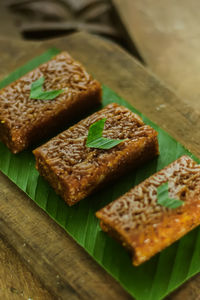 High angle view of breakfast on table