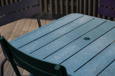 High angle view of empty table