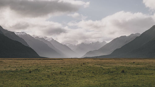 Mountains seen from road to milford sound, fiordland national park, nz