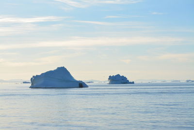 Scenic view of sea against sky during winter