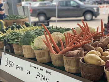 Vegetables for sale at market stall