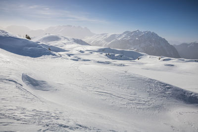 Alpine landscape under the snow in oisans in france