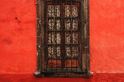 Closed door of building