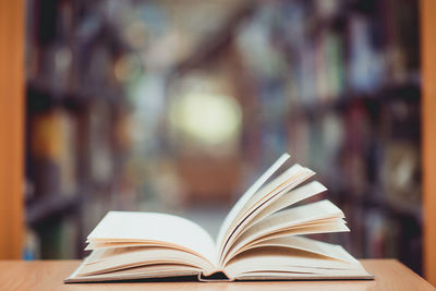 Close-up of open book on table