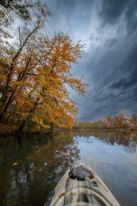 Scenic view of lake against sky during autumn