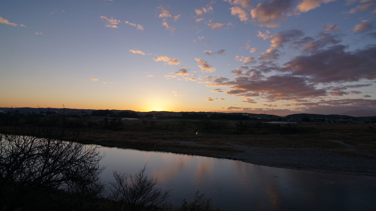 reflection, sunset, water, nature, sky, silhouette, outdoors, landscape, wetland, beauty in nature, astronomy, no people, day