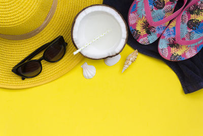 High angle view of sunglasses on table