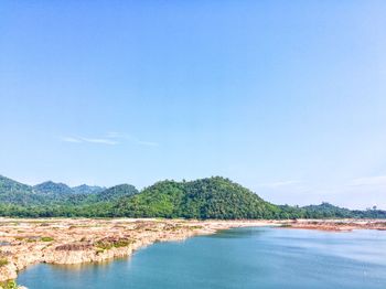 Scenic view of sea against blue sky