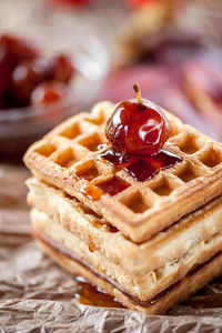 Close-up of dessert on table