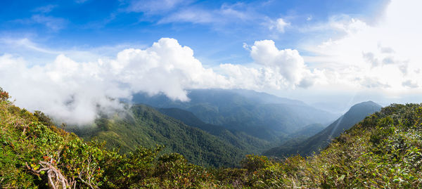 Panoramic view of mountains against sky