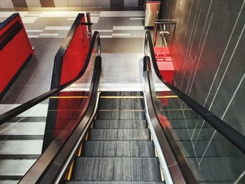 High angle view of escalator