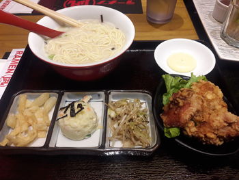 Close-up of served food in plate