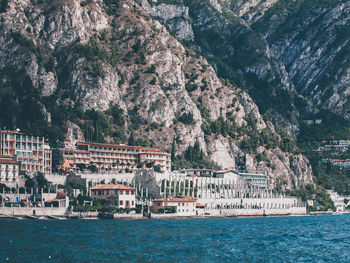 View of buildings by sea