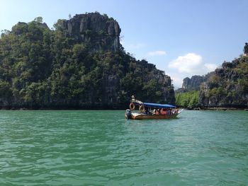 People on boat in sea