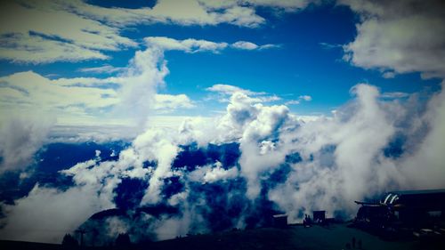 Aerial view of landscape against cloudy sky