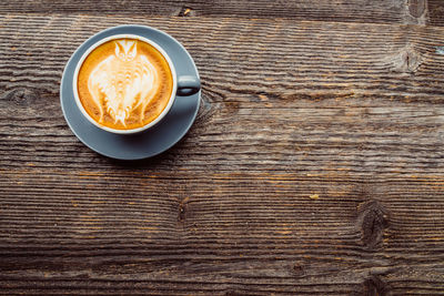 High angle view of coffee on table