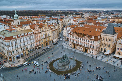 High angle view of buildings in city