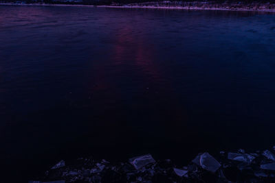 Scenic view of water at night