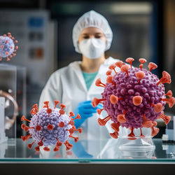 Portrait of woman standing by flowers