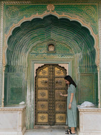 Closed door of historic building