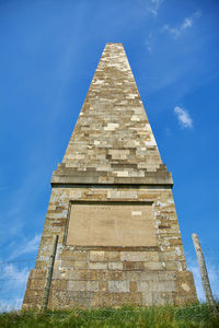 Low angle view of built structure against blue sky