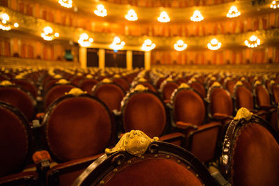 Close-up of empty seats