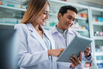 Doctor using digital tablet