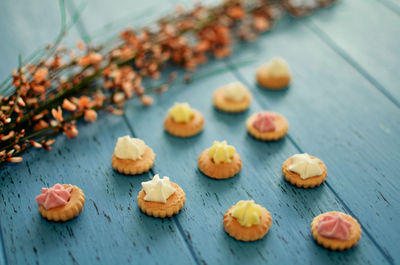 Close-up of cookies on table