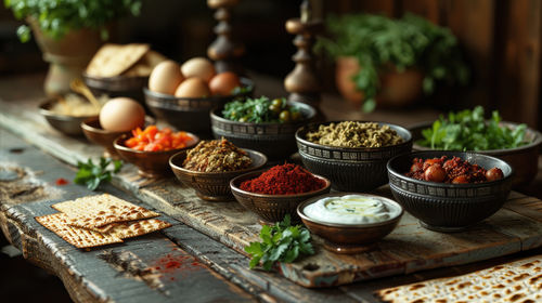 High angle view of food on table