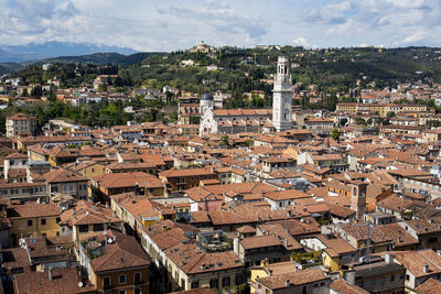 High angle view of townscape against sky