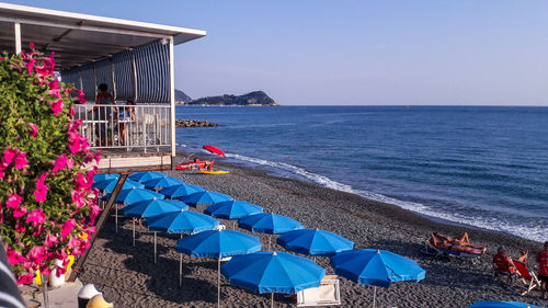 Scenic view of sea against clear sky