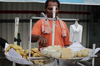 Vendor selling street food