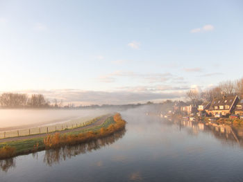 Scenic view of lake against sky