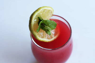 Close-up of drink served on table