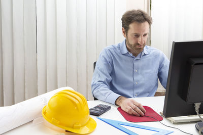 Man working on table