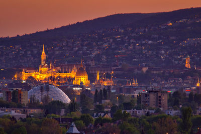 Hungary - budapest at night with parlament and the matthias church