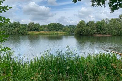 Scenic view of lake against sky