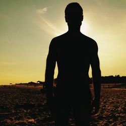 Silhouette of people standing on beach