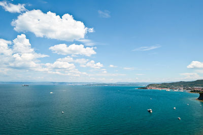 Scenic view of sea against cloudy sky