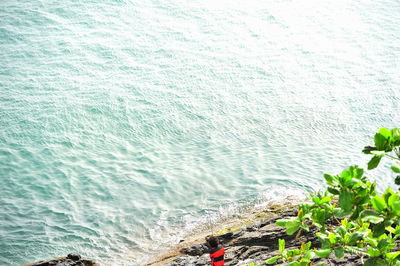 High angle view of sea waves