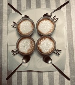 Directly above shot of coffee cup on table