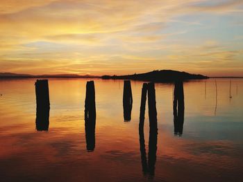 Scenic view of sea against sky during sunset
